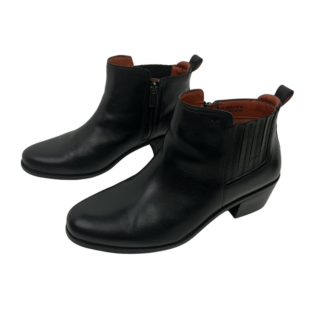 Vionic Joy Bethany Waterproof Leather Zip Ankle Boots Womens 11 Black